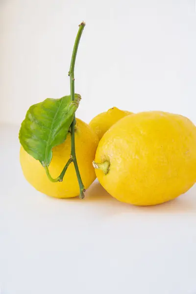 Vertical Shot Lemons Isolated White Background — Stock Photo, Image