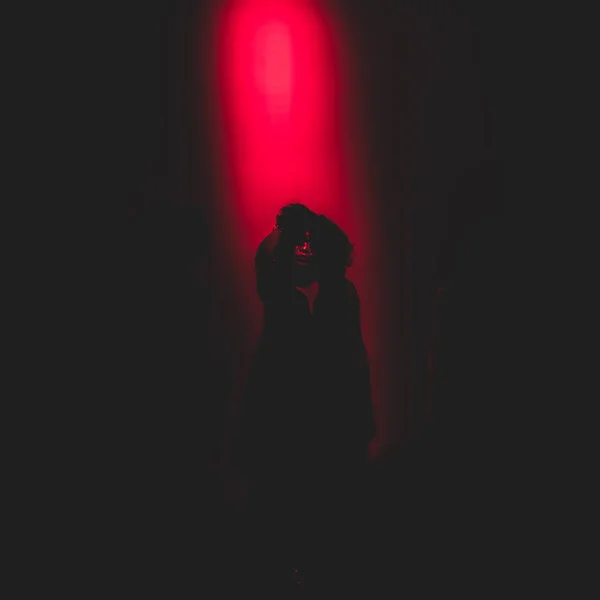 Silhouette Two Dancers Dancing Stage One West Hollywood Nightclubs Red — Stockfoto