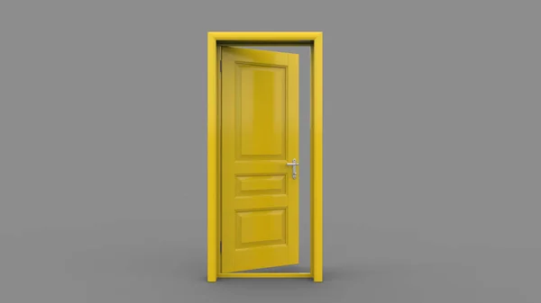 Creative illustration of open, closed door, render entrance realistic doorway 3d illustratiom isolated on background