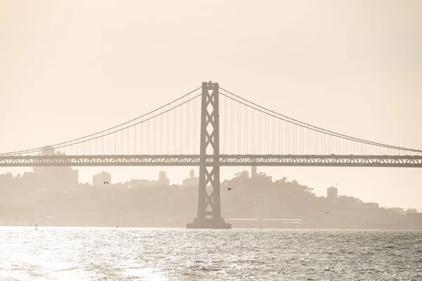 Telephoto Shot San Francisco Oakland Bay Bridge Sunset San Francisco —  Fotos de Stock