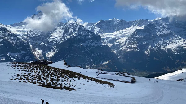 Sviçre Karla Kaplı Güzel Bir Dağ Manzarası — Stok fotoğraf