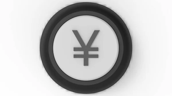 White Button Yuan Yen Isolated Illustration Render — Foto de Stock