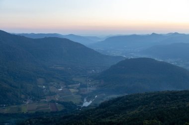 Aerial view of Serra Gaucha mountains from Ninho das Aguia Rampa Sul, near Nova Petropolis and Caxias do Sul, Rio Grande do Sul highlands, Brazil