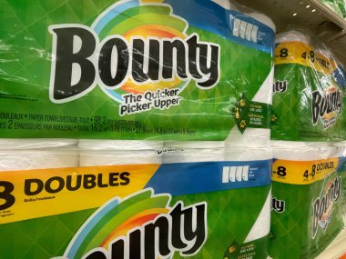 Grovetown, Ga USA - 04 29 22: Retail store Bounty paper towels side view