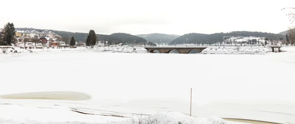 Schluchsee Almanya Soğuk Kış Mevsiminde Kar Yağışı — Stok fotoğraf