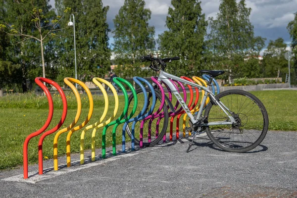 Colorful Bicycle Stand Park — Stock Photo, Image