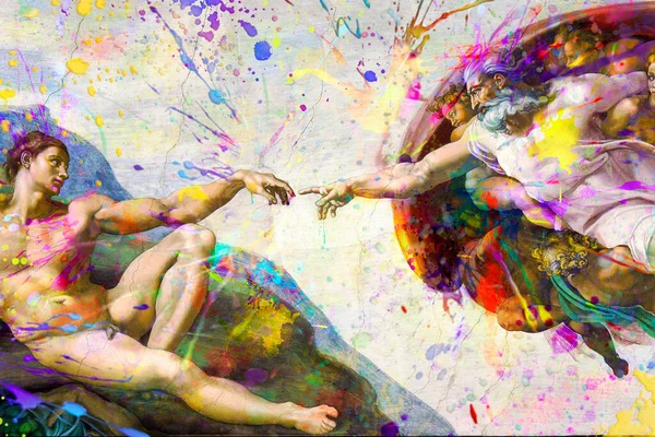 Painting Creation Adam Michelangelo Sistine Chapel — Stock Photo, Image