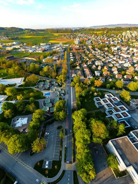 Vertical Aerial Shot City Road Infrastructure — Stock Photo, Image