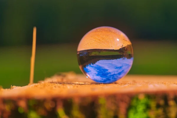 Closeup Crystal Ball Reflection Nature Thuringian Forest — Fotografia de Stock