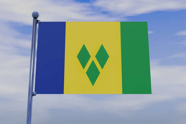 Illustration Flag Saint Vincent Grenadines Chrome Flag Pole Snap Hooks — Foto Stock