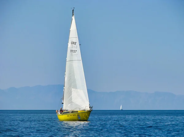 Sailing Boats Sailing Races Northern Sporades Steni Valla Village Alonissos — Stock Photo, Image