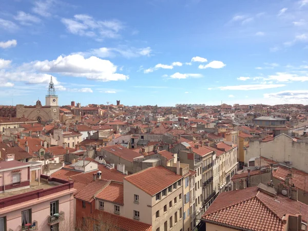 Aerial View City Perpignan France Blue Cloudy Sky Sunny Day — Foto de Stock