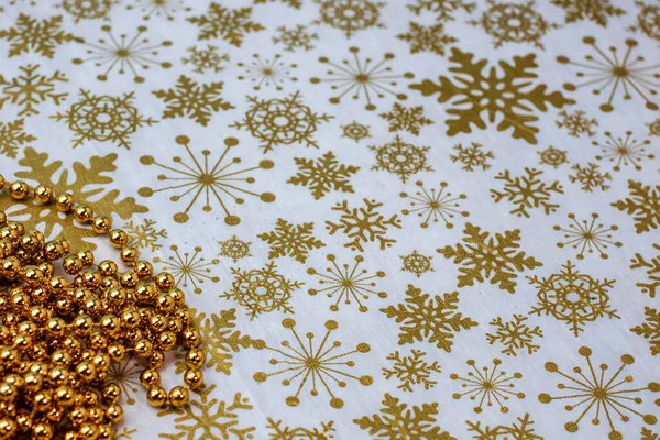 Flat Lay Shot Golden Snowflakes Background Shiny Decoration Christmas Concept — Stok fotoğraf