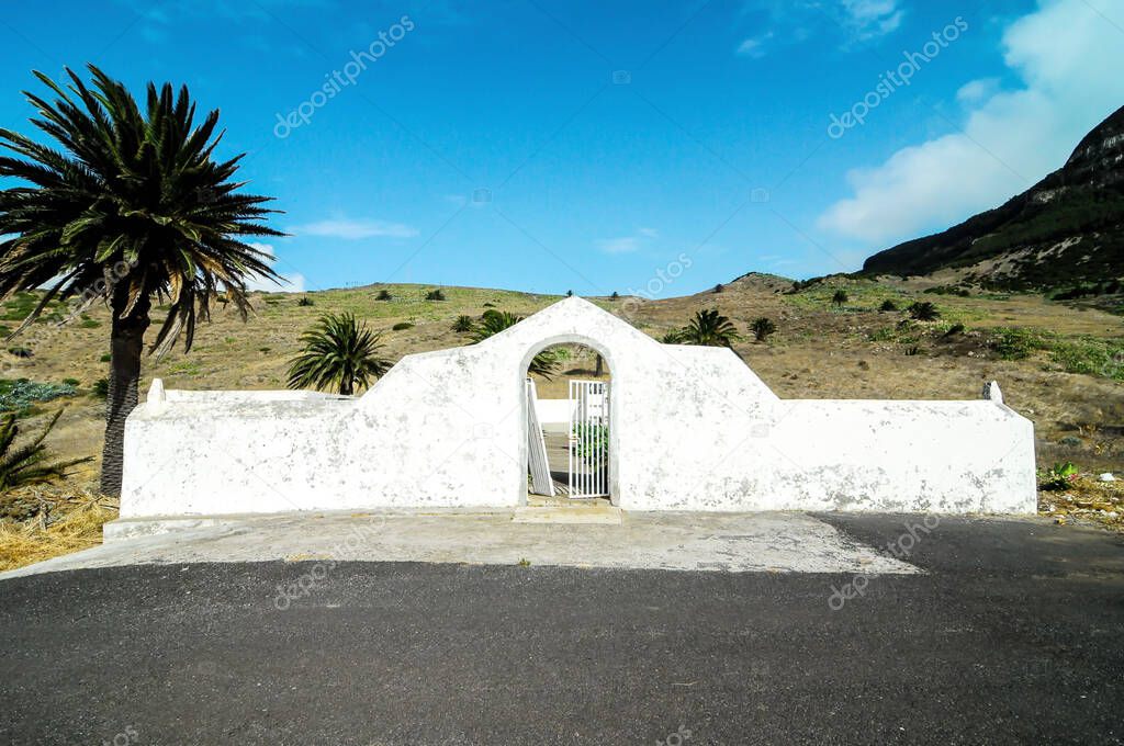 Typical Spanish Mediterrean Cemetery in La Gomera Canary Island