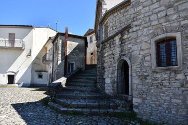 A beautiful view of a narrow street in Gesualdo, a small village in the province of Avellino, Italy