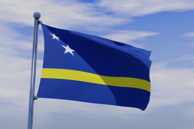 A 3d rendering of the national flag of Curacao waving in the wind