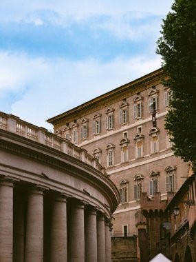 A vertical shot of the Apostolic Palace in Vatican City