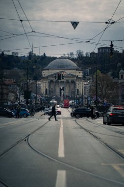 A vertical shot of a historic road in Turin, Italy