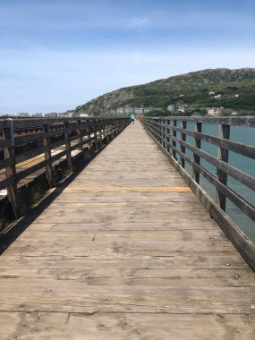 A wooden walking across Barmouth Viaduct, Wales, United Kingdom
