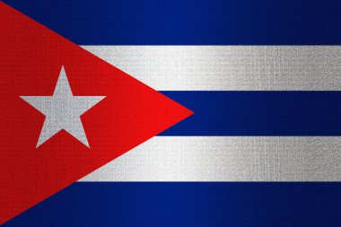 A flag of Cuba on a stone wall background