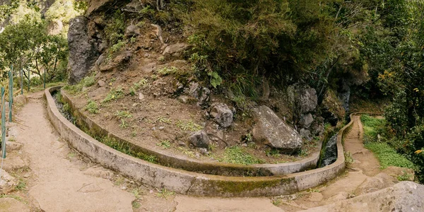 Shot Tourist Walkplace Rocks Waterfall Portugal — Stock Photo, Image