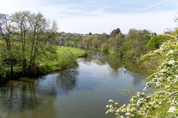 Rowers River Avon Saltford Bath Somerset Spring Day Blue Skies — Stok fotoğraf