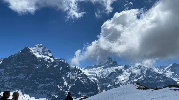 Een Betoverend Uitzicht Prachtige Besneeuwde Bergen Zwitserland — Stockfoto