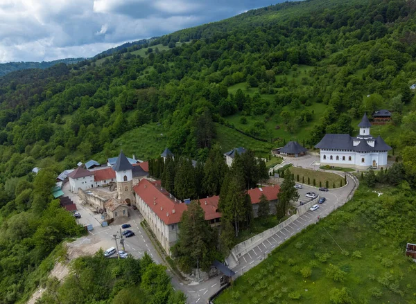 Aerial Landscape Pangarati Monastery Romania Drone — Stock Photo, Image