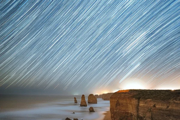 Star Trail Night Apostles Victoria — Foto de Stock