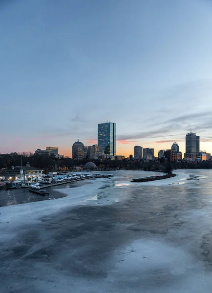 Vertical Shot Sunset Skyscrapers Boston Massachusetts Usa — Stock Photo, Image