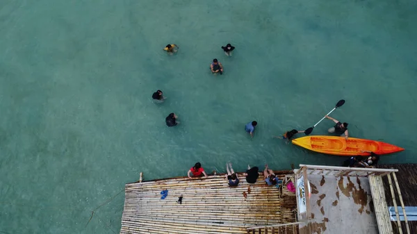 Aerial View People Kayak Houseboat Calatagan Province Batangas Philippines — Stockfoto