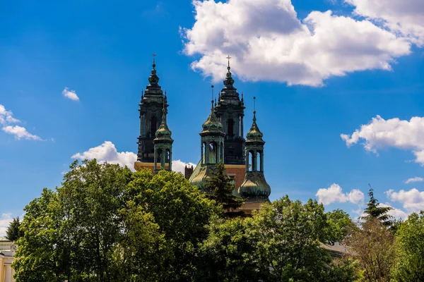 Towers Piotr Pawel Cathedral Tumski Island Poznan Poland — Foto de Stock