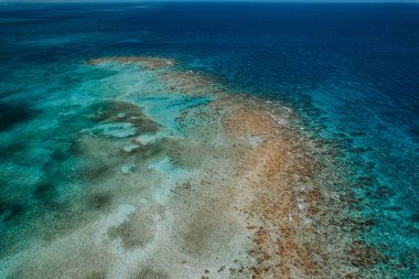 An amazing bird's eye view of Caribbean sea waves washing the shore