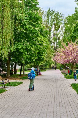 The people spending time in Rataje park in Poznan, Poland