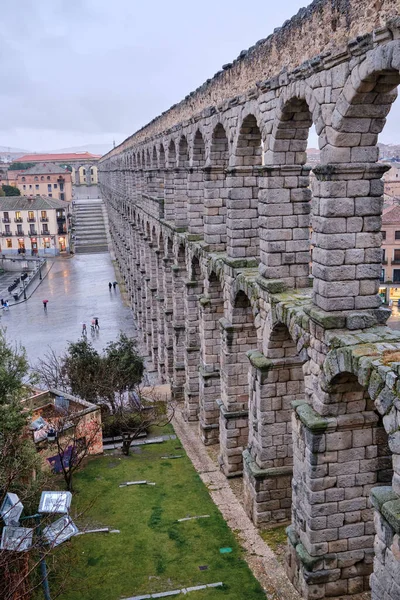 Vertical Shot Roman Aqueduct Segovia Spain — Foto de Stock