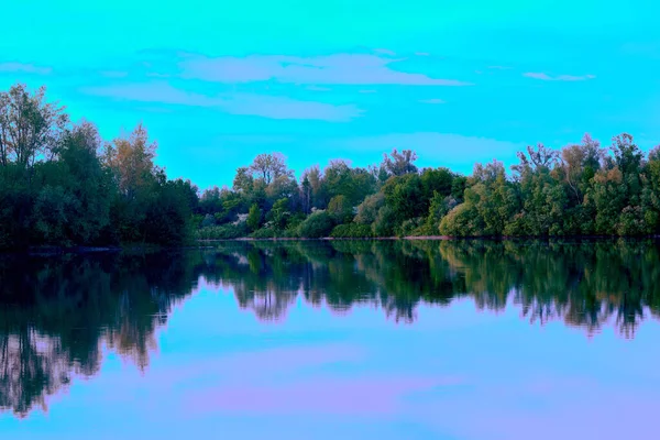 Beautiful View Forest Reflection Lake Surface — Stock Photo, Image