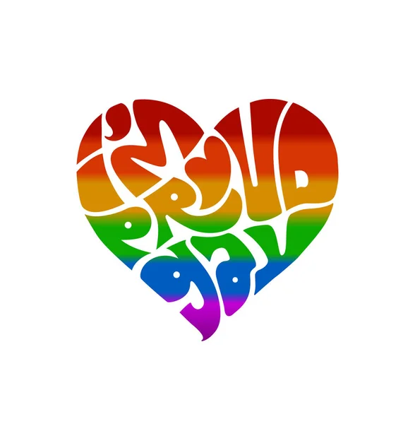 Proud Gay Written Heart Shape Gay Proud Colors — Stock Photo, Image