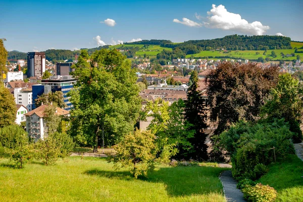 Switzerland Small Village Green Pastures Countryside Park View Gallen — Foto de Stock