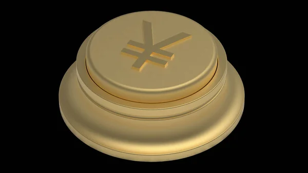 Yuan Yen Golden Button Isolated Illustration Gold Render — Fotografia de Stock