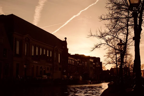 Beautiful View Small River Vintage Buildings Evening — Stock fotografie