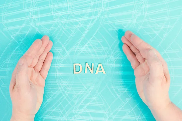 Word Dna Standing Hands Genetic Therapy Treatment Biotechnology Mordern Medicine — Stock Photo, Image