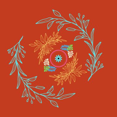 Floral leaf rangoli design. Diwali festival artwork