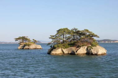 View of the islands of Matsushima in Miyagi which belong to the three most beautiful landscapes in Japan.