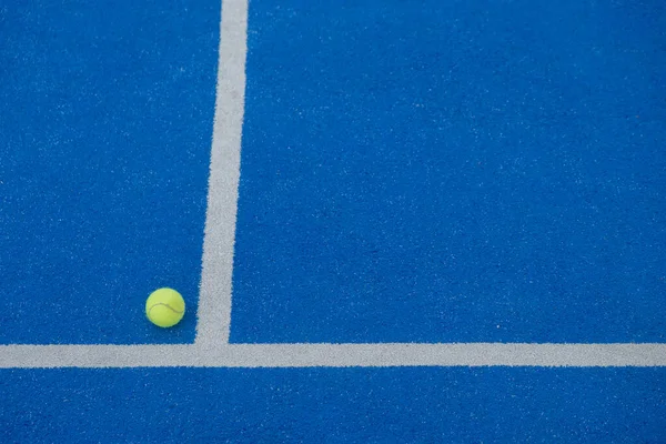 Tennis Ball Blue Paddle Tennis Court Racket Sports Concept — Stockfoto