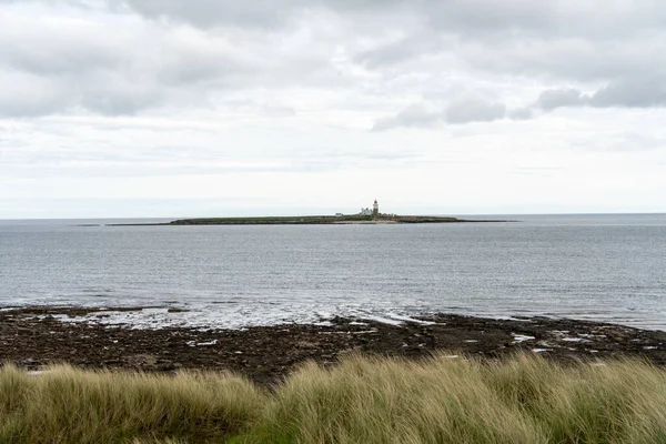 View Coquet Island Amble Links Beach Northumberland Island Lighthouse Nature — Stock Photo, Image