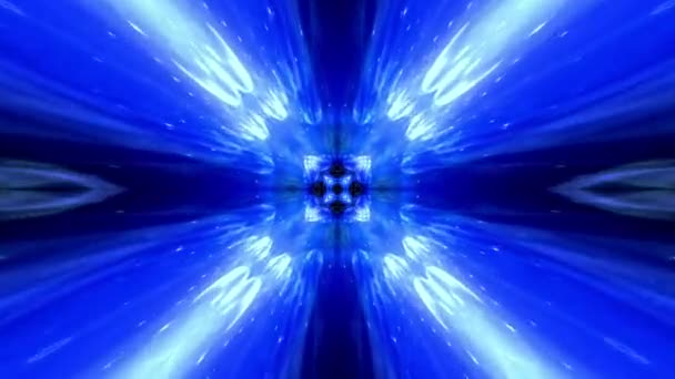 Kaleidoscopic Dynamic Futuristic Animation Blue Glowing Laser Neon Lights — Stockvideo