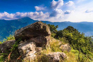 View of a natural landscape with rocks and mountains