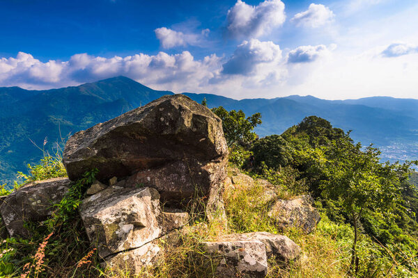 View of a natural landscape with rocks and mountains