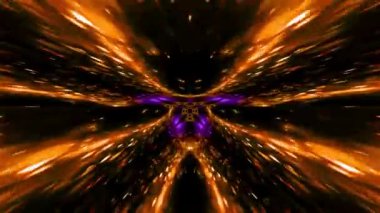 The stunning digital animation with violet and golden colors mixed. Space, time travel concept.