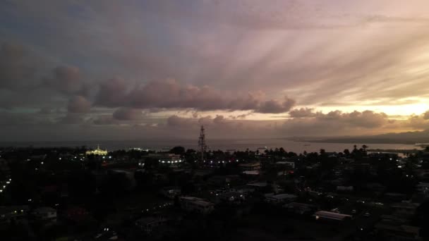 Кадри Повітряного Дрона Суви Заході Сонця Столиця Фіджі — стокове відео